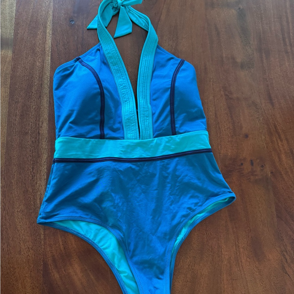 Blue and Teal Women Swim One Piece
